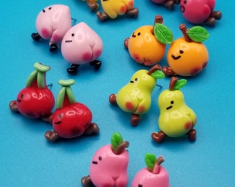 Fruit booty earrings, cheeky earrings, fun earrings, fruit earrings, cute earrings, earrings