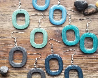 Rounded rectangle earrings, resin earrings, modern earrings, dangle earrings, colorful earrings