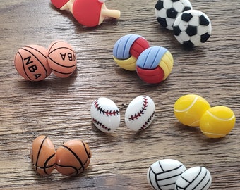 Sport earrings, baseballs, volleyball, tennis, basketball, soccer, table tennis, earrings, studs
