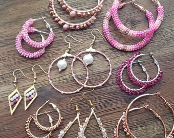 Beaded loop earrings, loop earrings, boho earrings, beaded earrings, hoop earrings, earrings, dangle earrings, wire wrapped earrings
