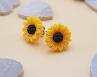 Sunflower earrings, flower earrings, stud earrings, floral earrings, valentines earrings, spring earrings