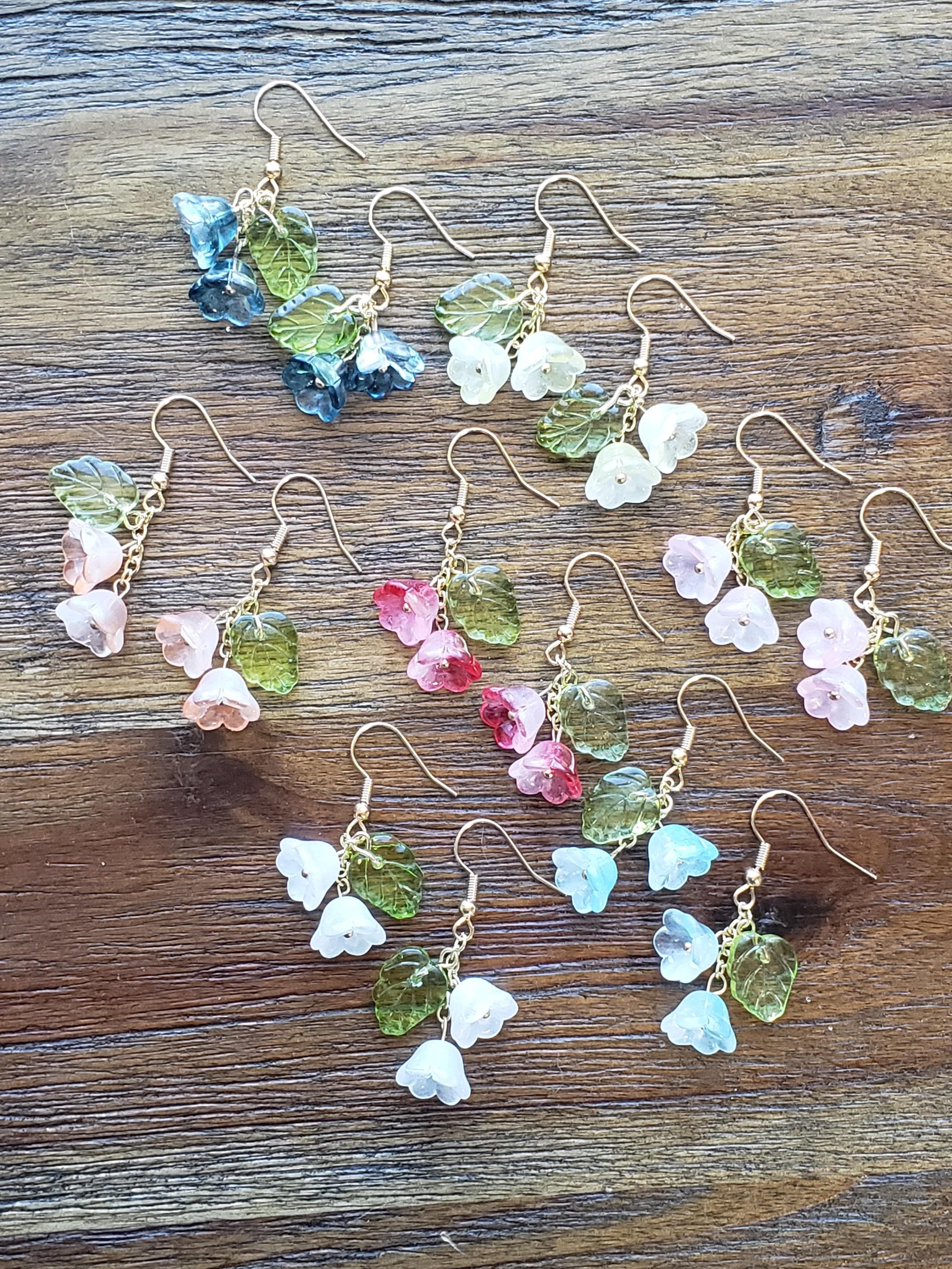 Floral earrings, flower earrings, campanula earrings, bell flowers, earrings
