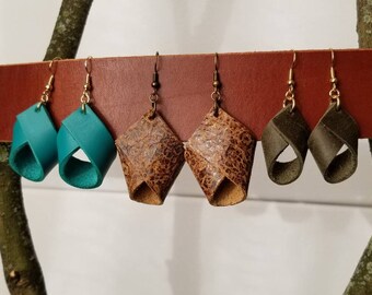 Wrapped leather earrings, Leather earrings, Earrings, Dangle earrings, Loop earrings
