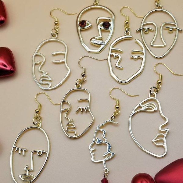 Expression earrings, profile earrings, face earrings, valentine's earrings, earrings