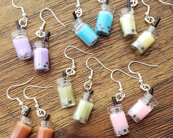 Boba earrings, drink earrings,earrings, Boba tea earrings, fun earrings, colorful earrings