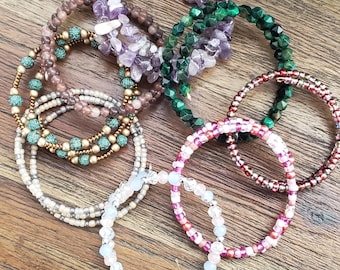 Wrap bracelets, beaded bracelets, adjustable bracelets, bracelet