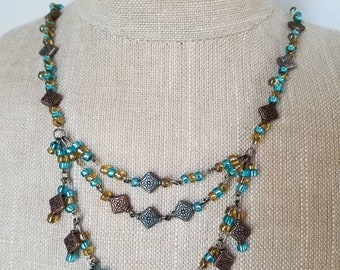 Mixed metal beaded necklace