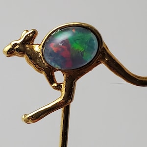 Australian Opal Kangaroo Gold-Tone Stick Pin