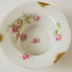 Coronet Limoges Custard Dish Handpainted Pink Roses Gold Accent