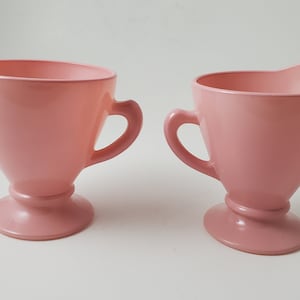 Hazel Atlas Verre Rose Ovide Platonite Crémier et Sucre Ouvert Ensemble