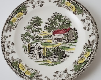 Fair Oaks Royal China Pareja trabajando en el campo 7 1/4" Platos de ensalada 1950s