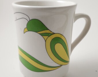 Syracuse China SY846 Taza de pájaro verde amarillo Syralite