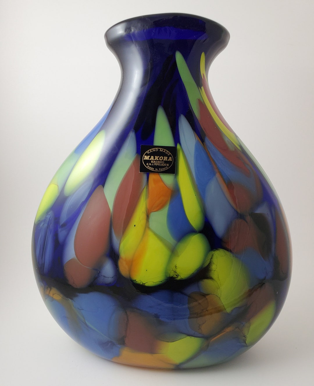 Makora Krosno Glass Vase Handmade Polish Glass Art Vase Multi Color