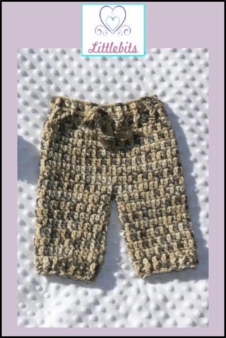 Pants 42-45cm Waist x 30cm Length Light Brown n Grey 3 Month Baby Crocheted Multi-Coloured