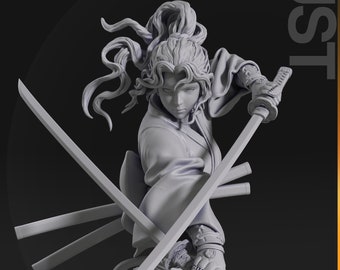 Neko Warrior Bust by NomNom Figures | Unpainted | Print on Demand