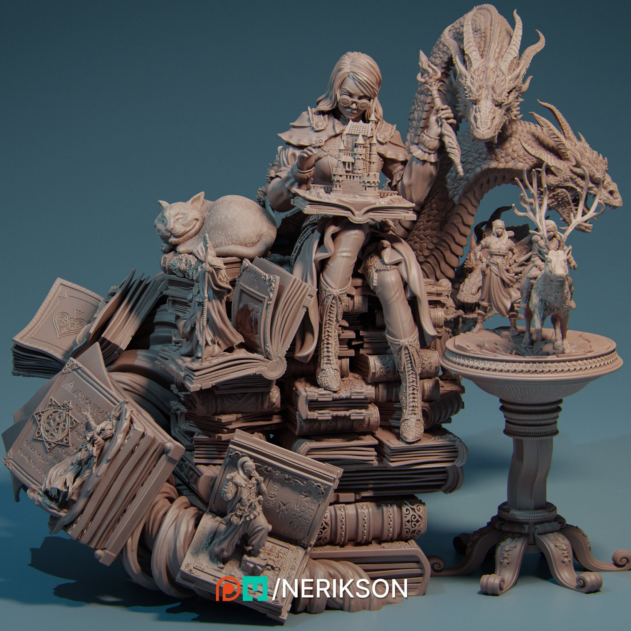 Magical Librarian Diorama by Nerikson | Unpainted | Print on Demand | Use Code FREESHIP50