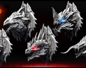 Mounted Dragon Heads - Evil Chromatic Dragons Resin Miniature