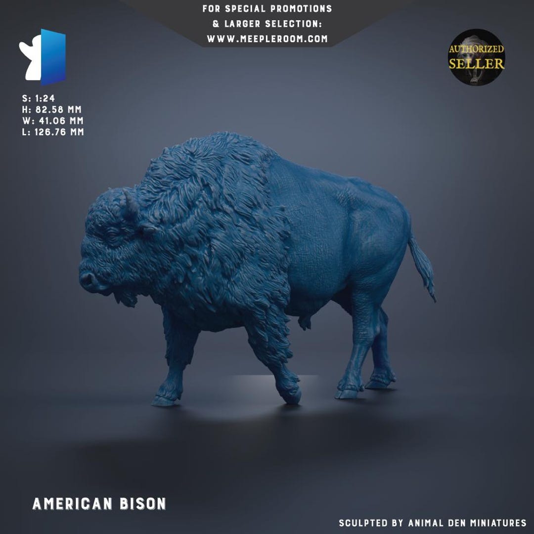 American Bison 1:24 Scale by Animal Den Miniatures | Unpainted | Print ...