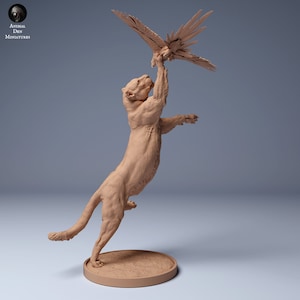 Jaguar Catching Macaw 1:24 scale by Animal Den | Unpainted | Print on Demand | Use Code FREESHIP50