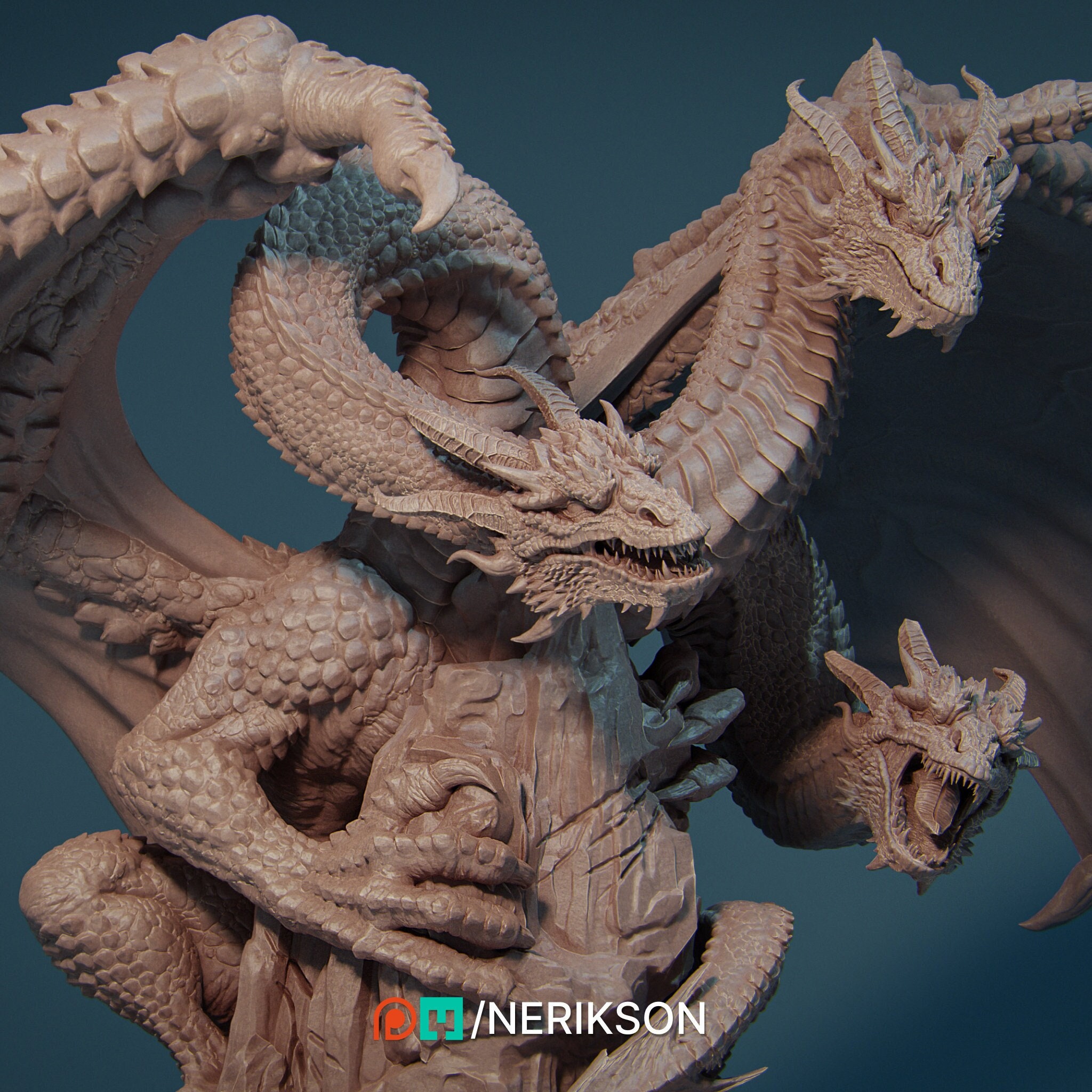 Zmei the Three-headed-dragon by Nerikson | Unpainted | Print on