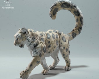 Snow Leopard 1:24 Scale Model by Animal Den | Unpainted | Print on Demand | Use Code FREESHIP50