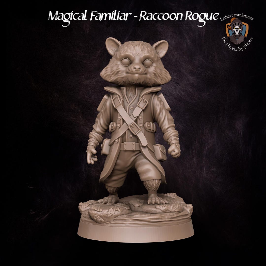 Magical Raccoon Rogue Familiar by Lubart Miniatures | Unpainted | Print ...