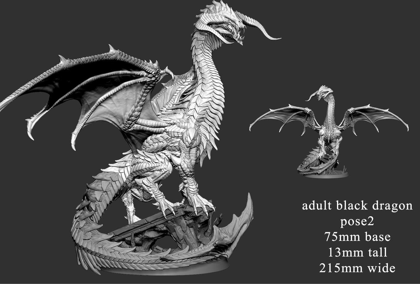 Adult Black Dragon by Mini Monster Mayhem | Unpainted | Print on