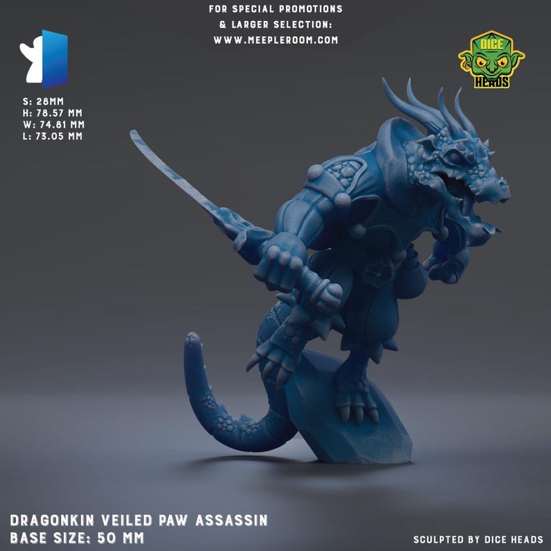 Dragonkin Veiled Paw Assassin by Dice Heads | Unpainted | Print on ...