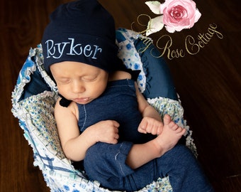 Newborn Baby hat, Embroidered Baby hat, personalized Baby Beenie, 14 different Hat Colors Boy or Girl