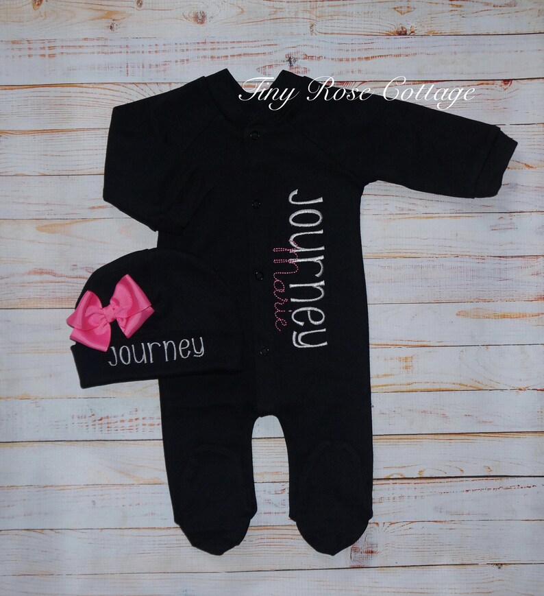 Personalized Coming Home Outfit Black With Double Name Etsy