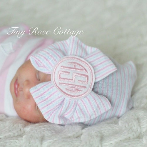 Baby Hospital Hat Newborn Girl Hospital Hat With Bow Take Etsy
