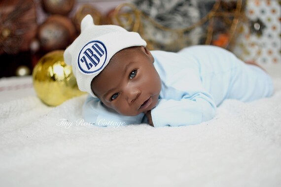 monogrammed newborn hat