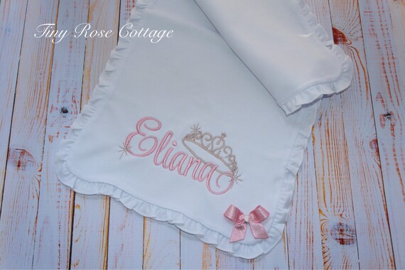 Monogrammed Baby Bib or Burp Cloth with Crown Embroidered for Boys