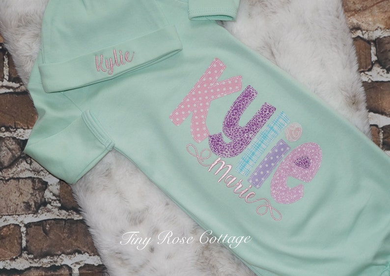 Baby Gown Personalized With Name Embroidered Baby Gown in Etsy