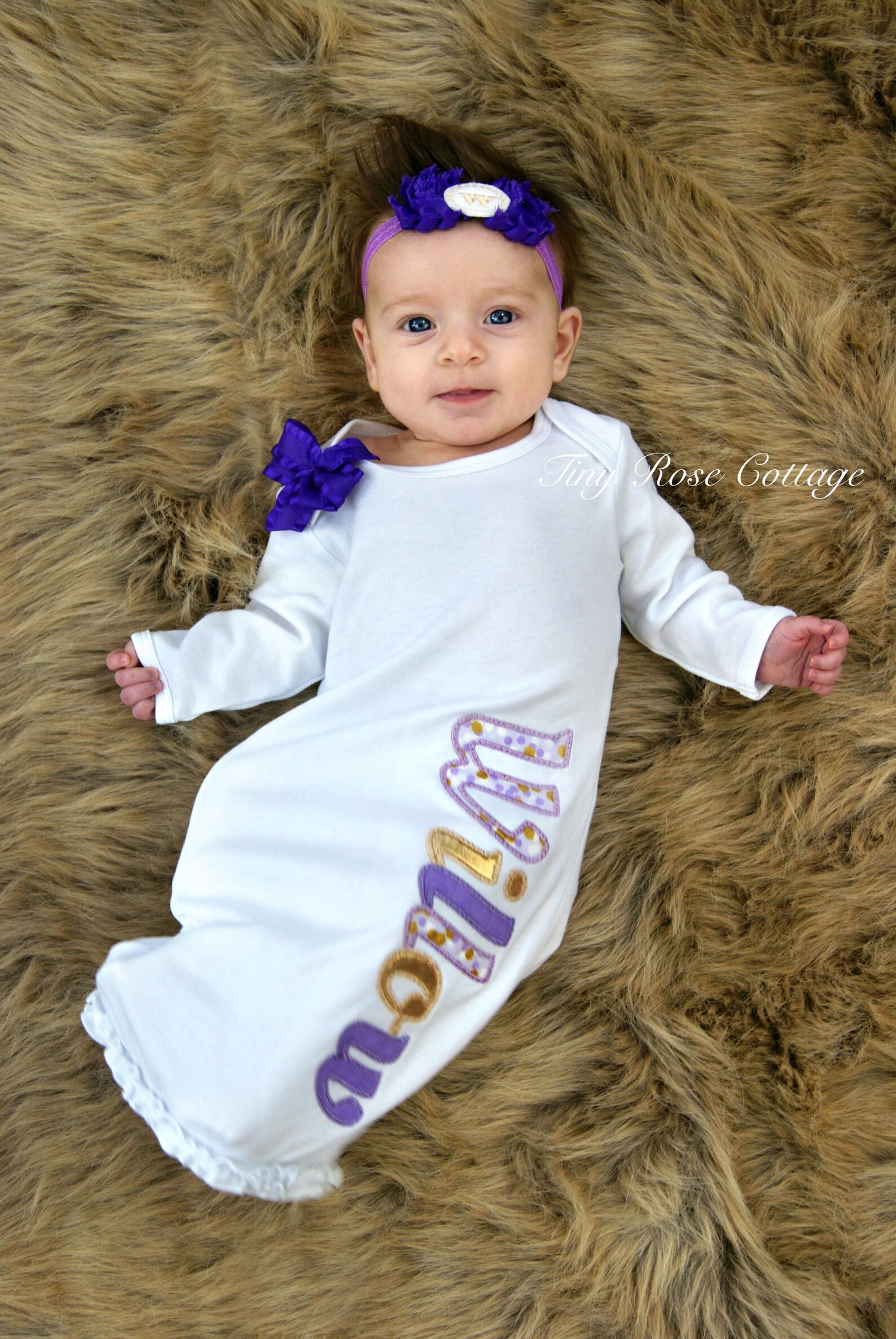 Baby Gown With Name Embroidered Baby Gown With Name Etsy