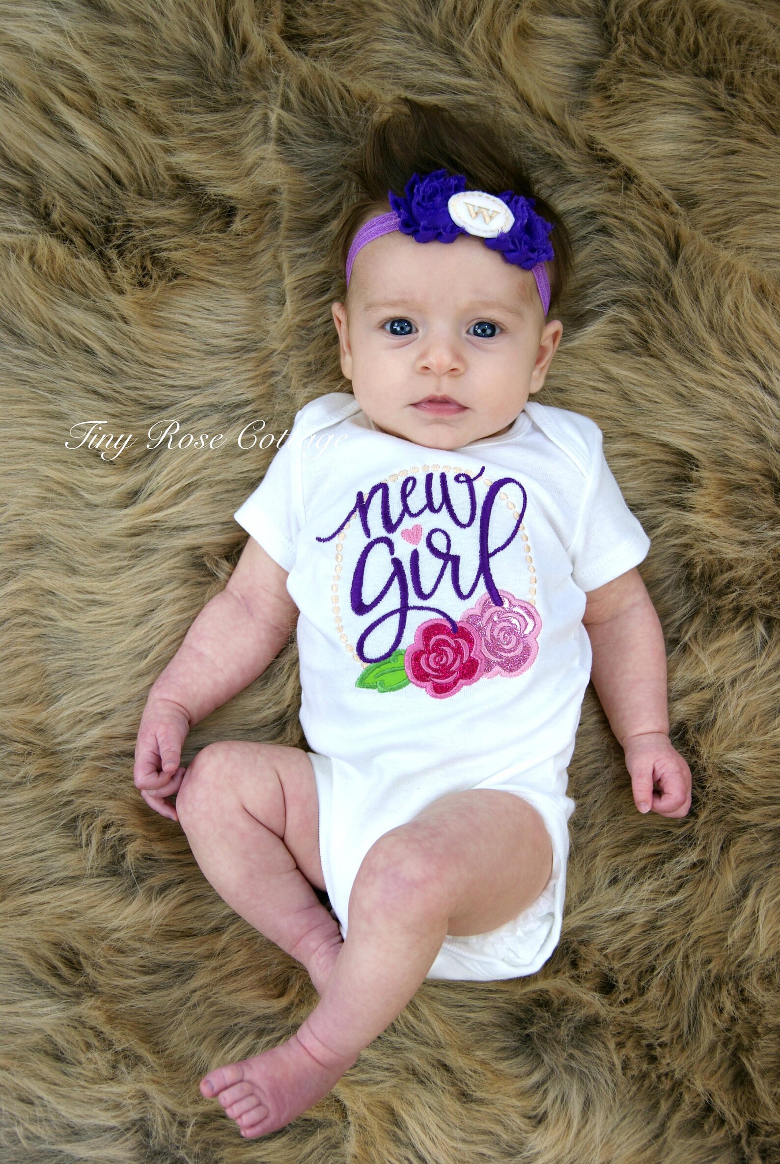 New Girl With Roses Baby Girl Embroidered Body Suit or Gown Etsy