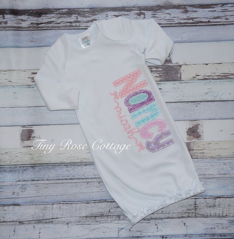 Baby Gown Personalized With Name Embroidered Baby Gown With Etsy