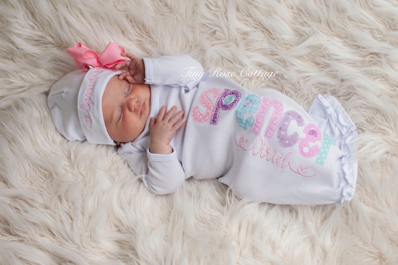 Baby Gown Personalized With Name Embroidered Baby Gown With Etsy