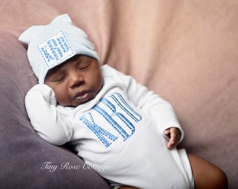 Monogrammed Coming Home Outfit - Embroidered Baby Bodysuit and Hat