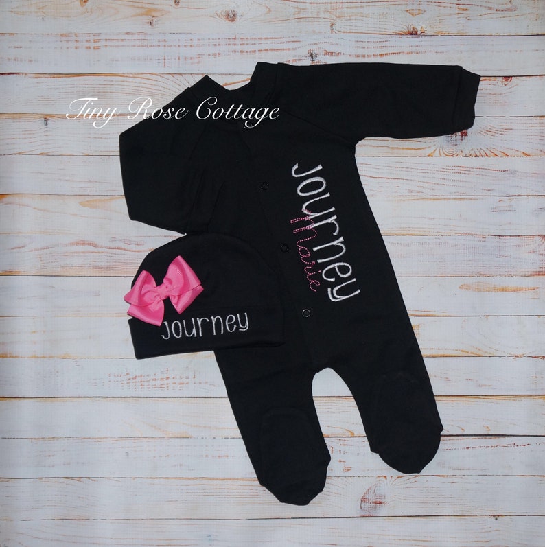 Personalized Coming Home Outfit Black With Double Name Etsy
