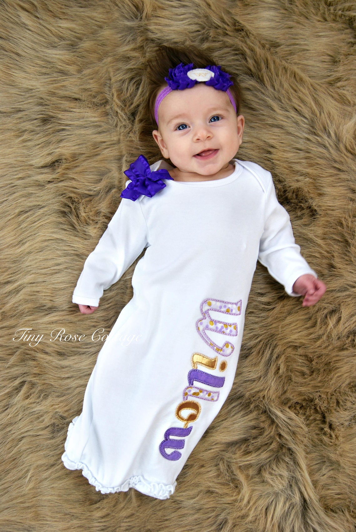 Baby Gown With Name Embroidered Baby Gown With Name Etsy