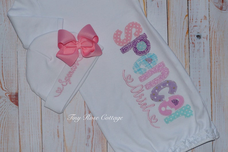 Baby Gown Personalized With Name Embroidered Baby Gown With Etsy