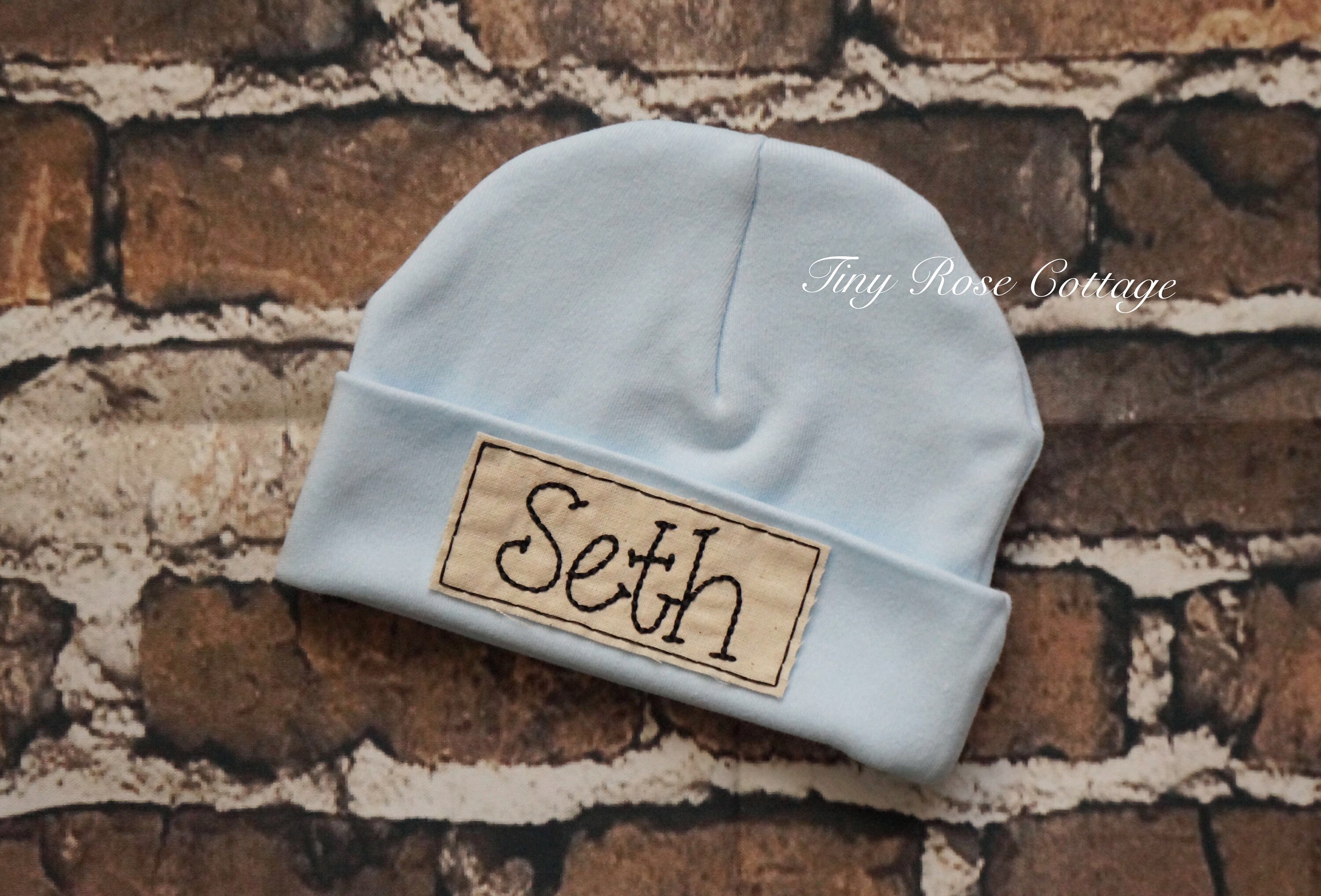 Newborn Baby hat with Name Tag Embroidered Baby hat Etsy