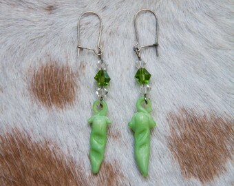 Glass Peapod Earrings