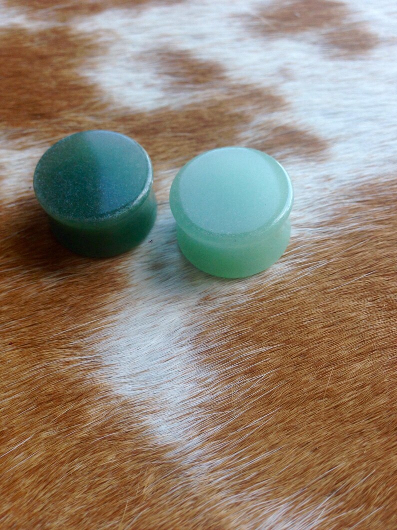 34 20mm Adventurine Stone Gauges Double Flared Saddle Plugs Tunnels