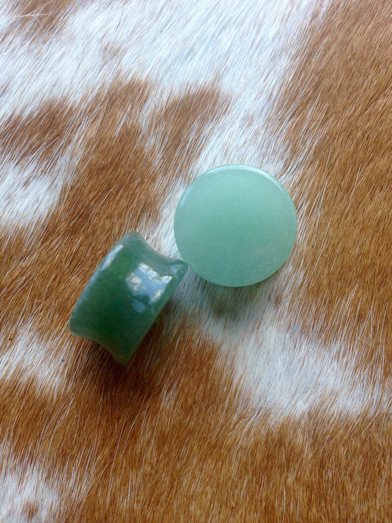 34 20mm Adventurine Stone Gauges Double Flared Saddle Plugs Tunnels