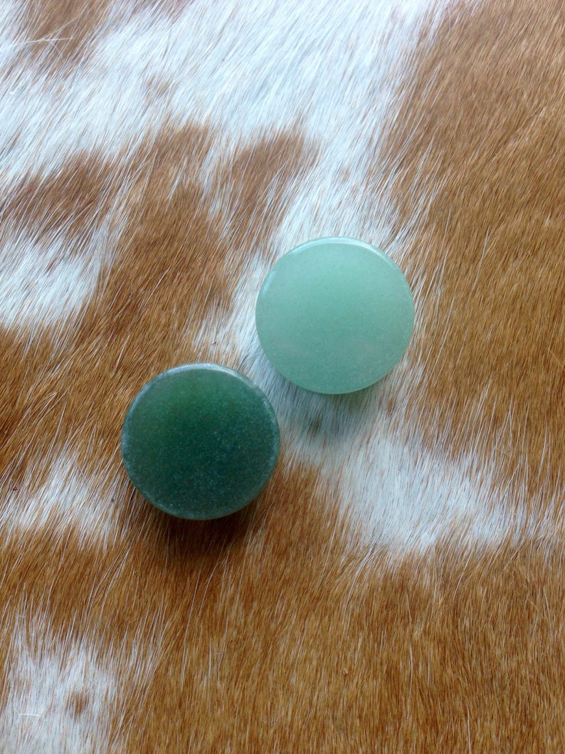34 20mm Adventurine Stone Gauges Double Flared Saddle Plugs Tunnels