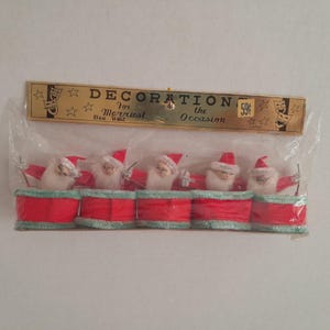 Vintage Japan Santa Claus Spun Cotton Figures Nut Cups Party Favors or Napkin Rings Christmas Kitsch Bea West #2
