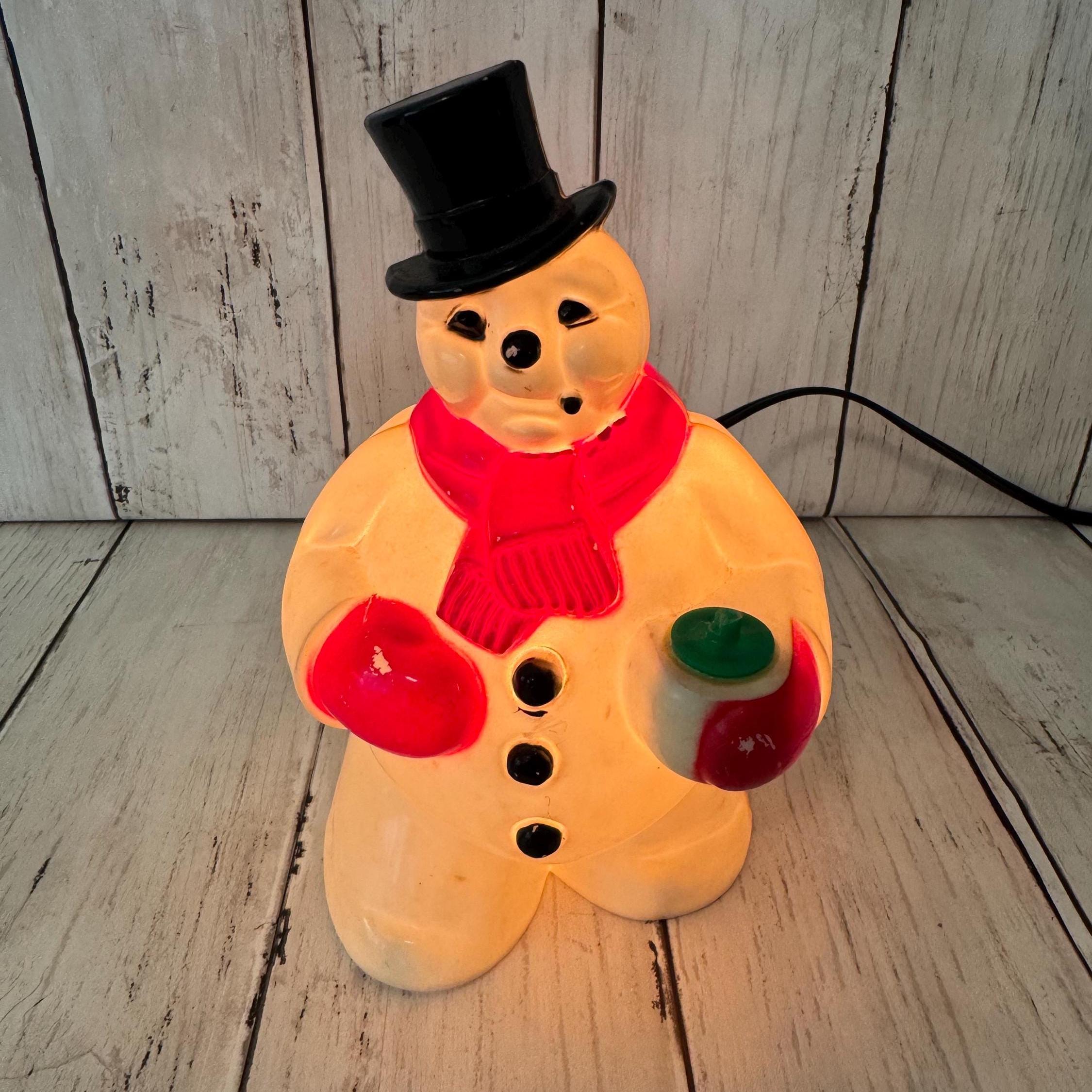 Vintage Lighted Plastic Snowman - Etsy
