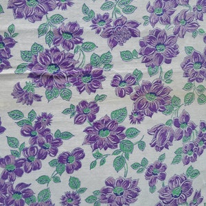 Vintage Feed Flour Sack Fabric Purple Floral Flowers 36 x 45 Open image 5